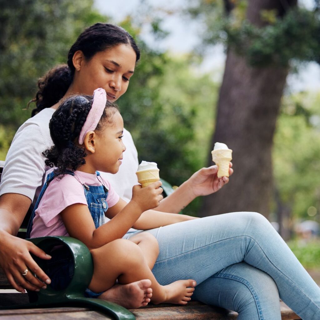 Mom Eating Ice Cream with Child