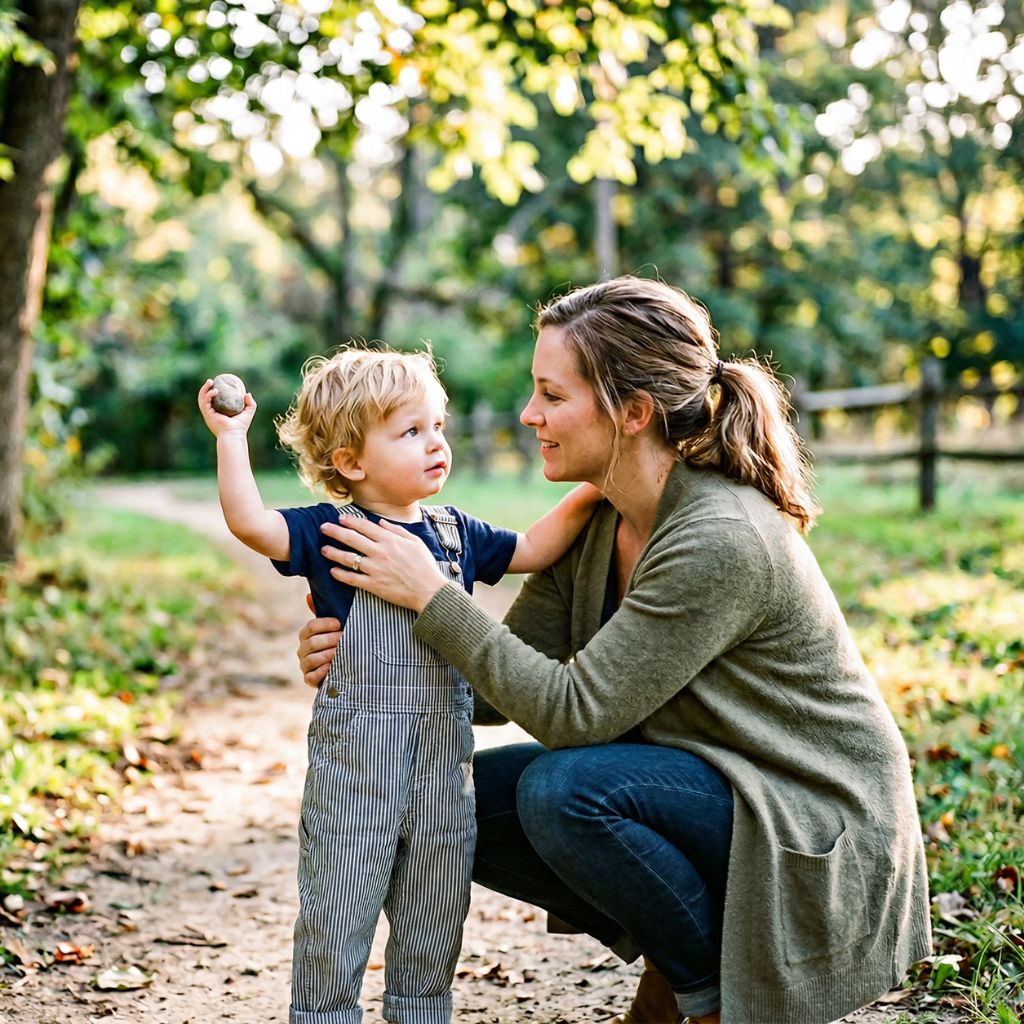 Early Childhood Parenting Child with Rock 1024